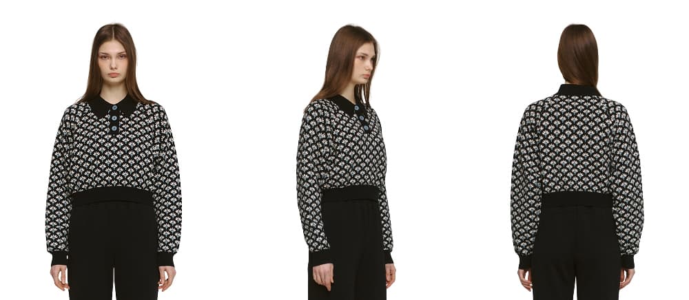 Jacquard Raglan Collar T-Shirt (BK) — vue 15