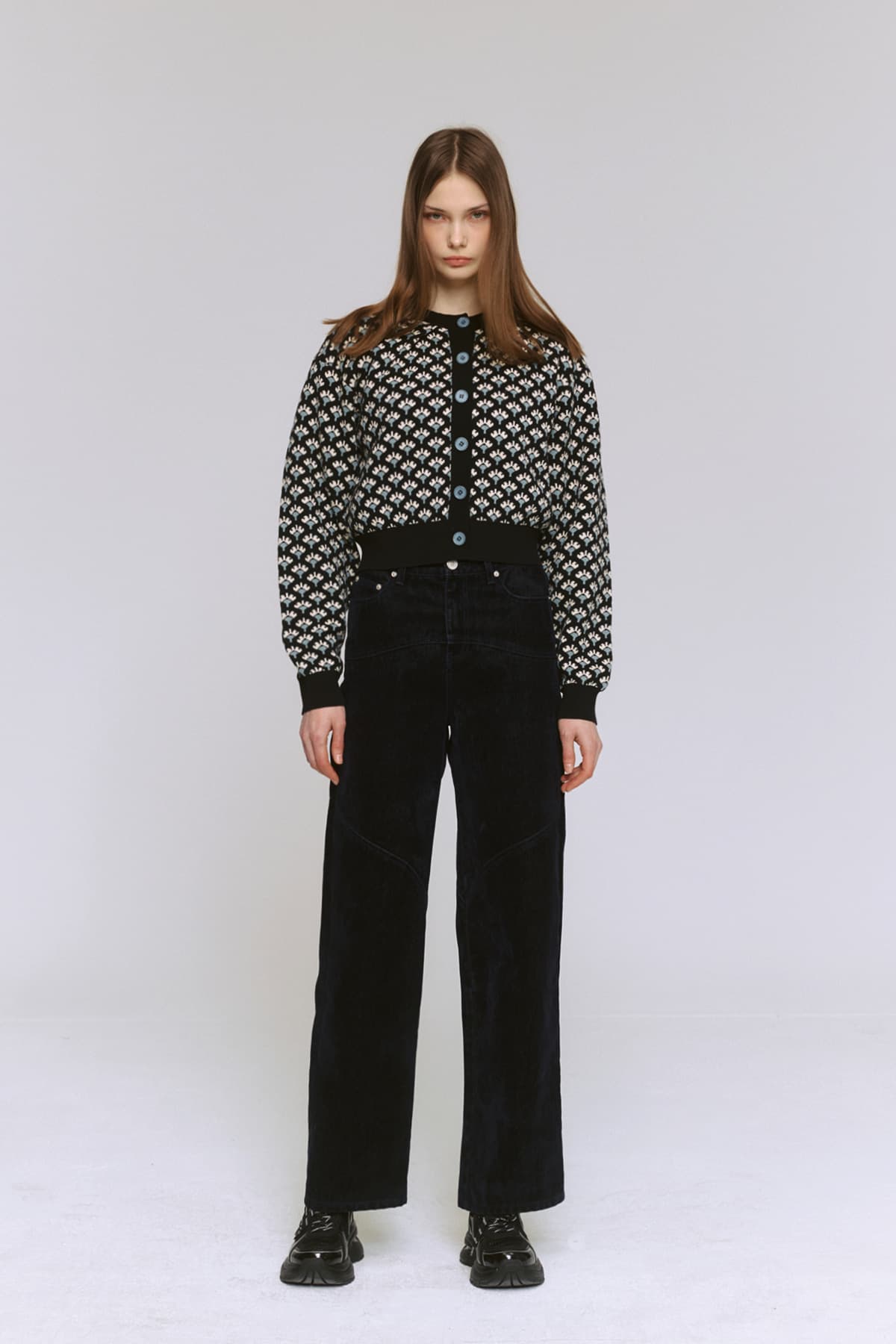 Jacquard Round Cardigan (BK) — vue 11