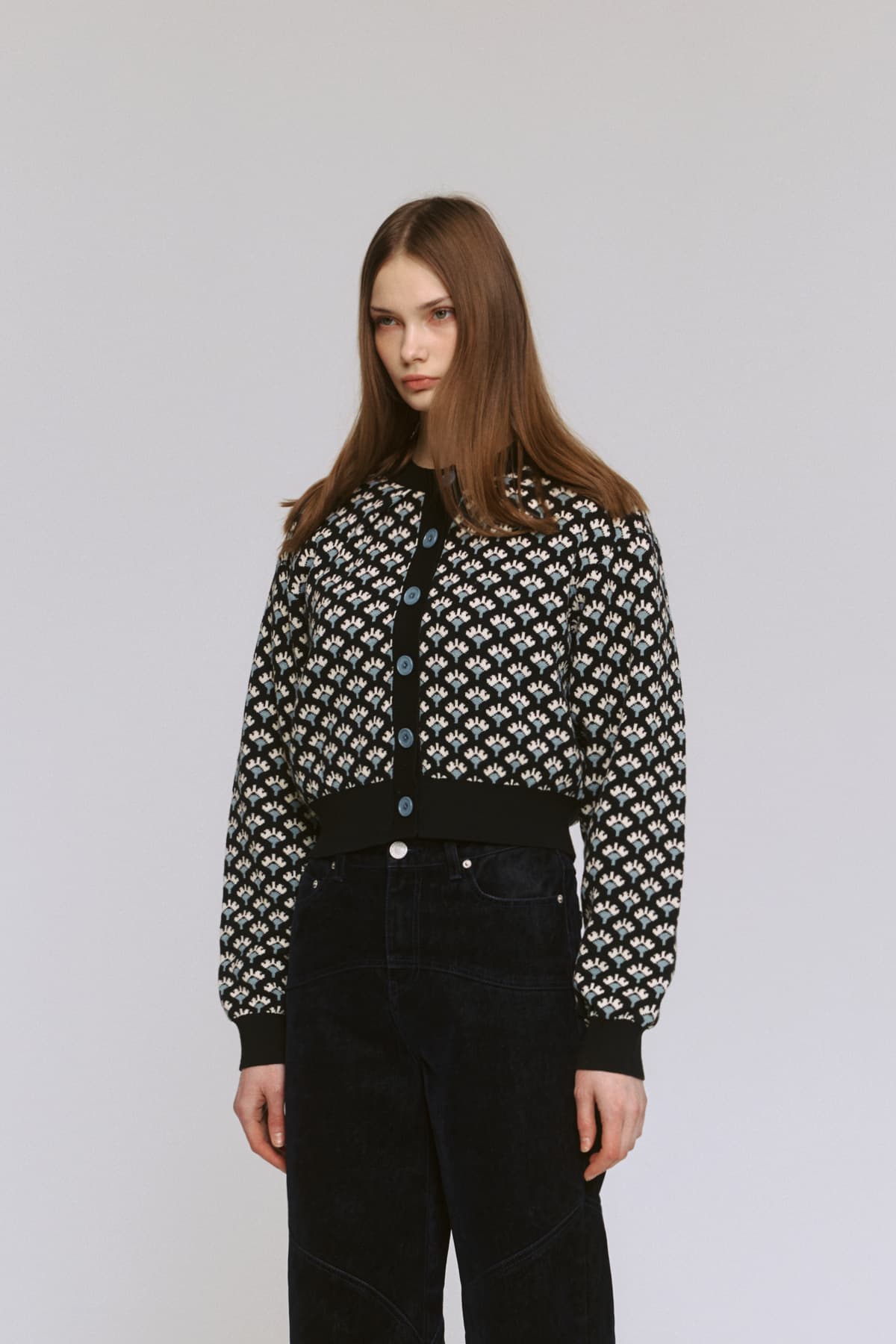 Jacquard Round Cardigan (BK) — vue 10