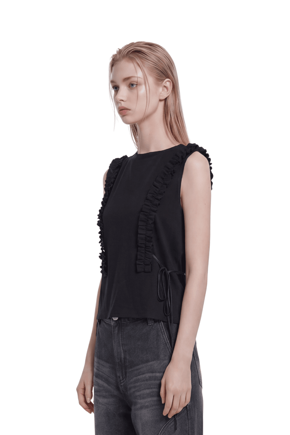 Frill Sleeveless T-shirt (B) — vue 5