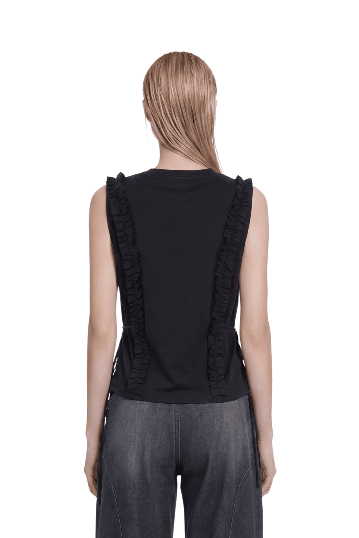 Frill Sleeveless T-shirt (B) — vue 6