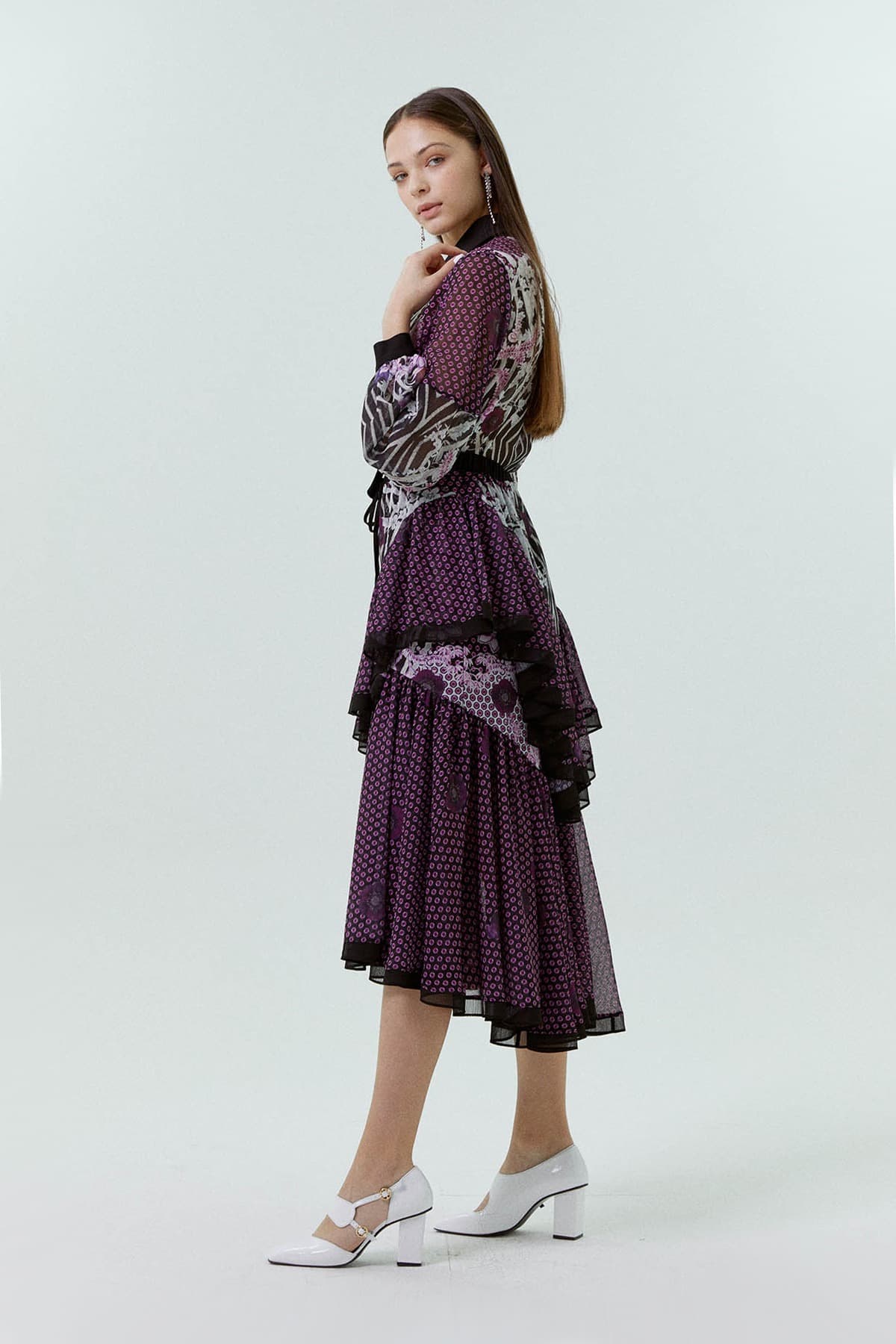 Unbalanced Ruffle Skirt (PURPLE) — vue 7