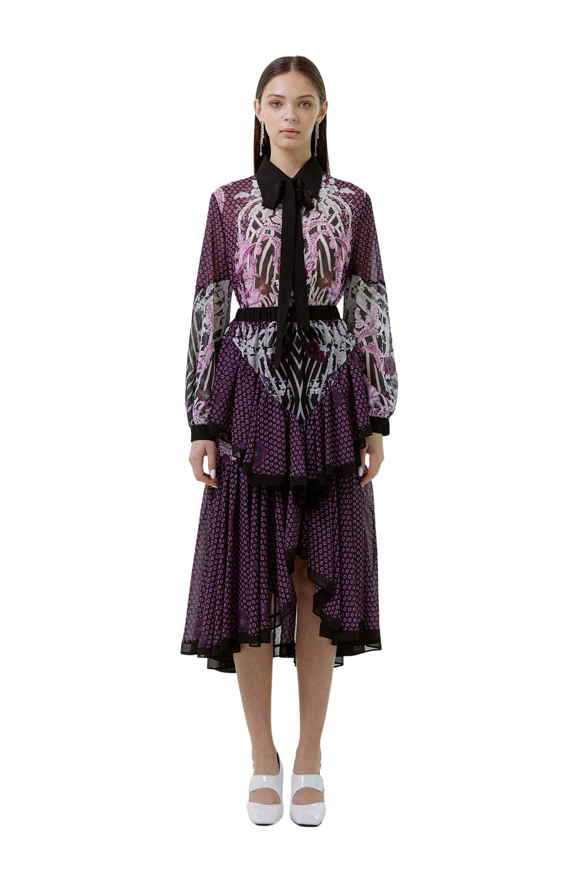 Unbalanced Ruffle Skirt (PURPLE) — vue 1