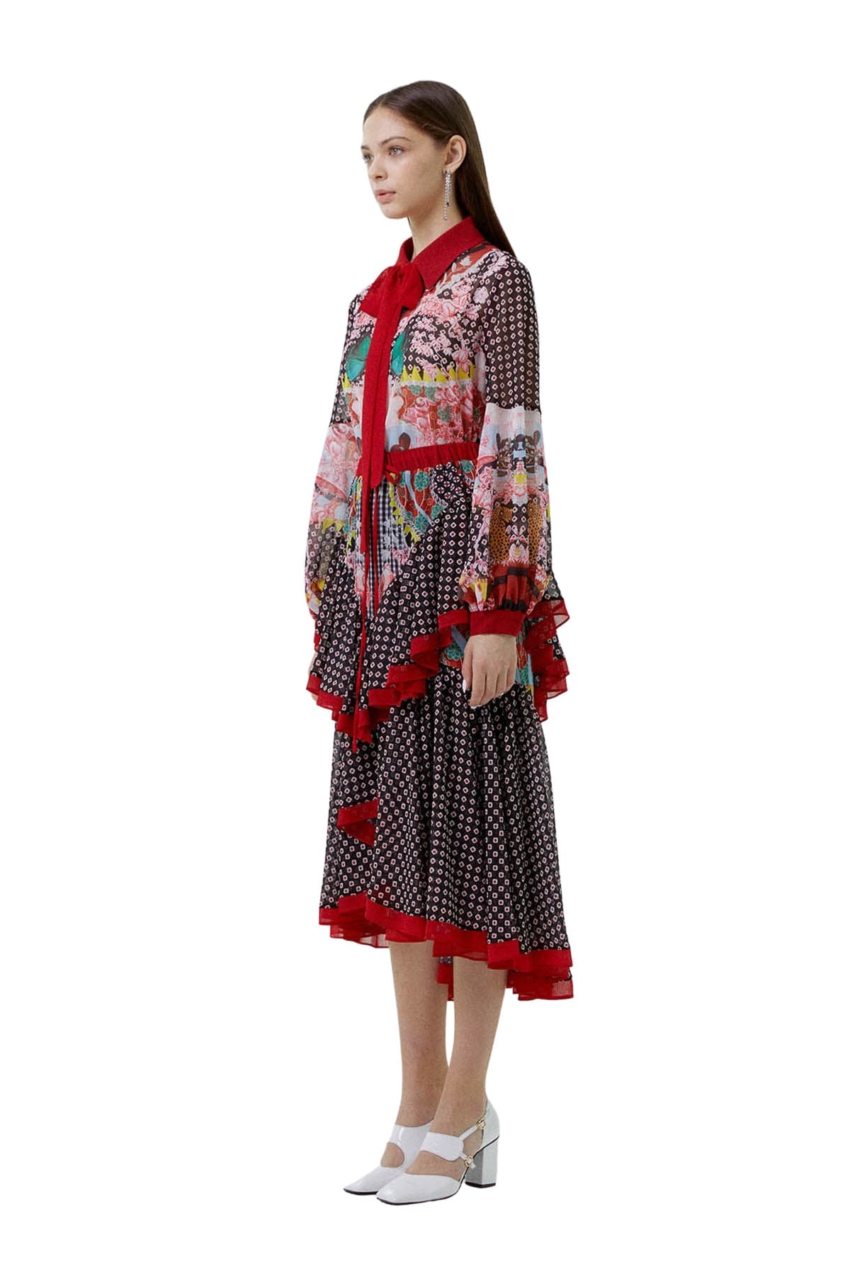Unbalanced Ruffle Skirt (RED) — vue 3