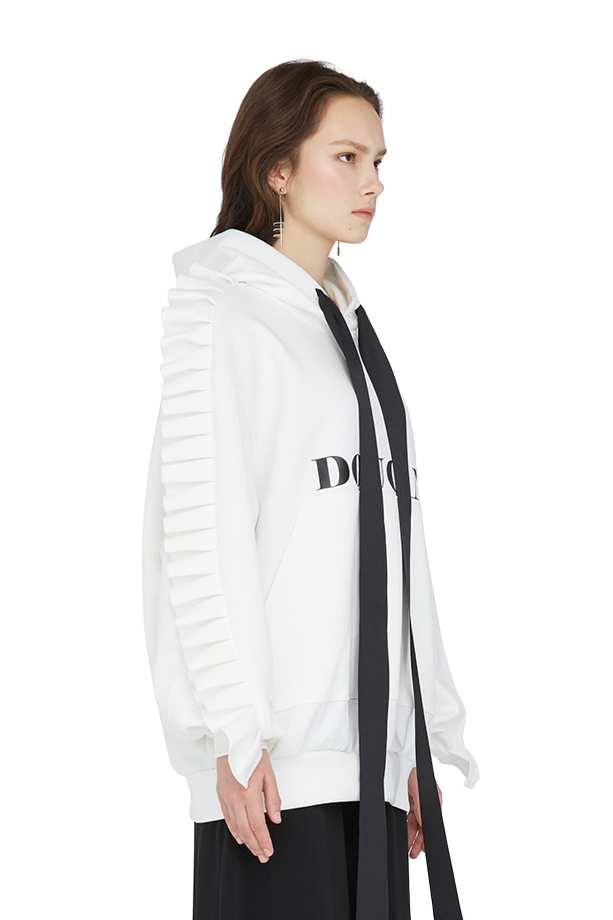 Frill Logo Hood Sweatshirt (WHITE) — vue 3