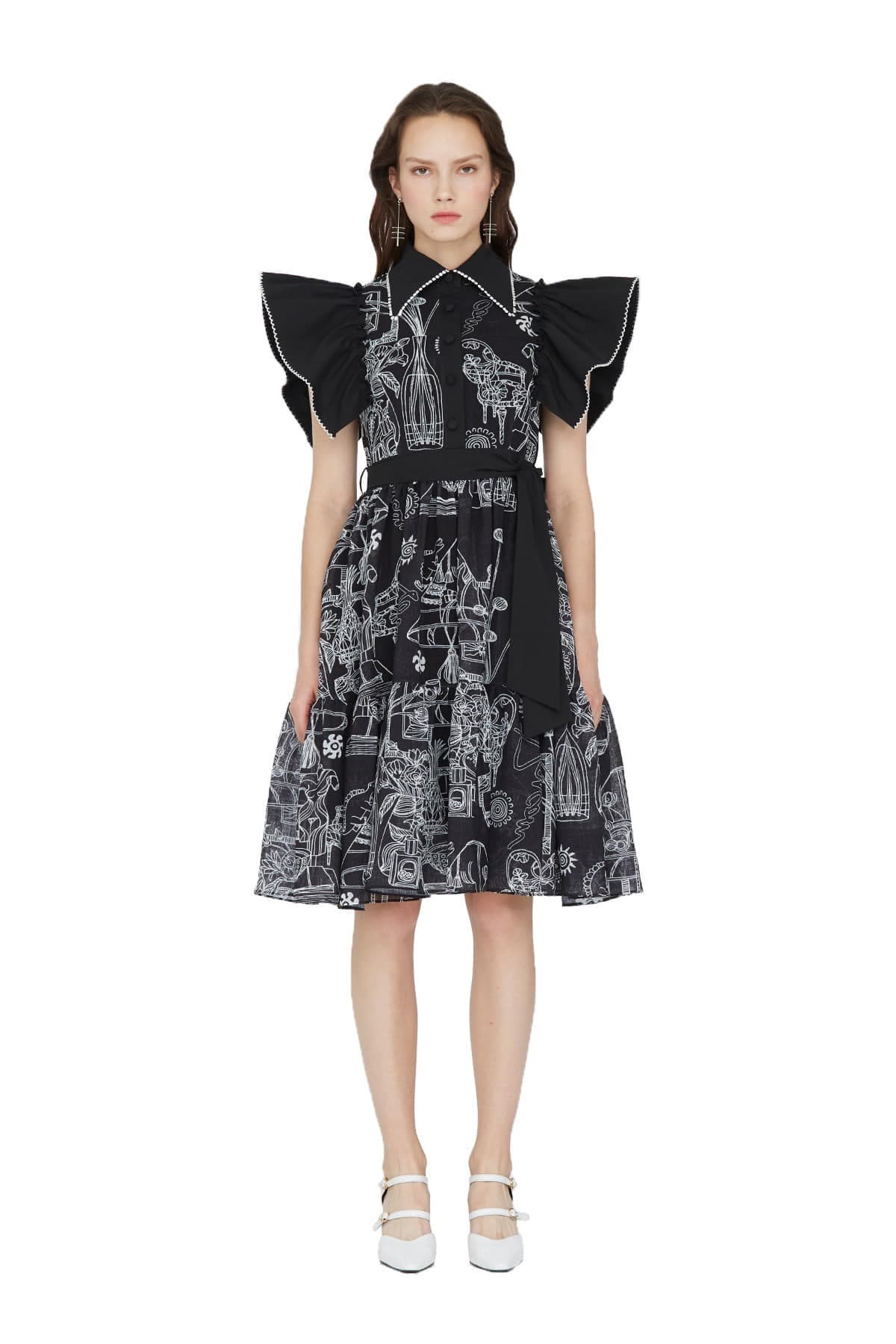 Sleeveless Tiered Midi Dress (BK) — vue 1
