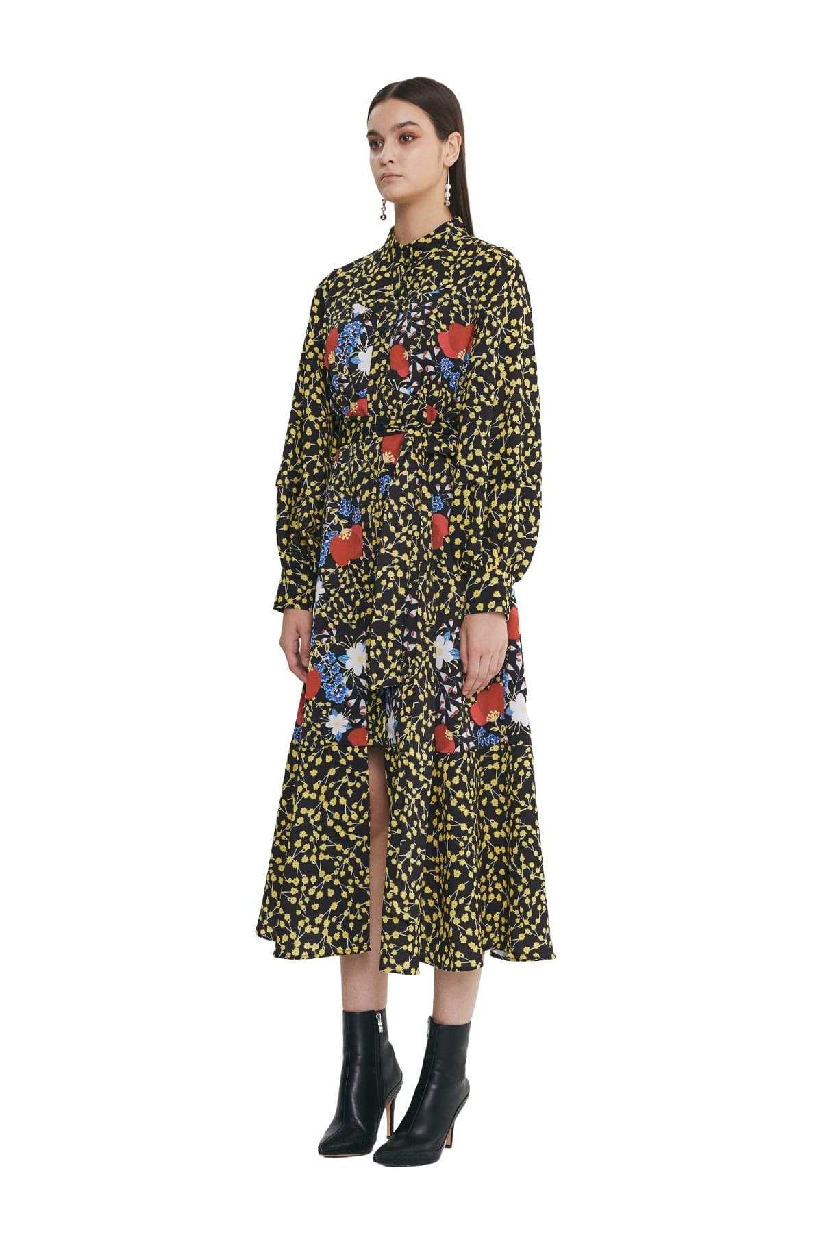 China-neck Robe Dress (GY) — vue 3