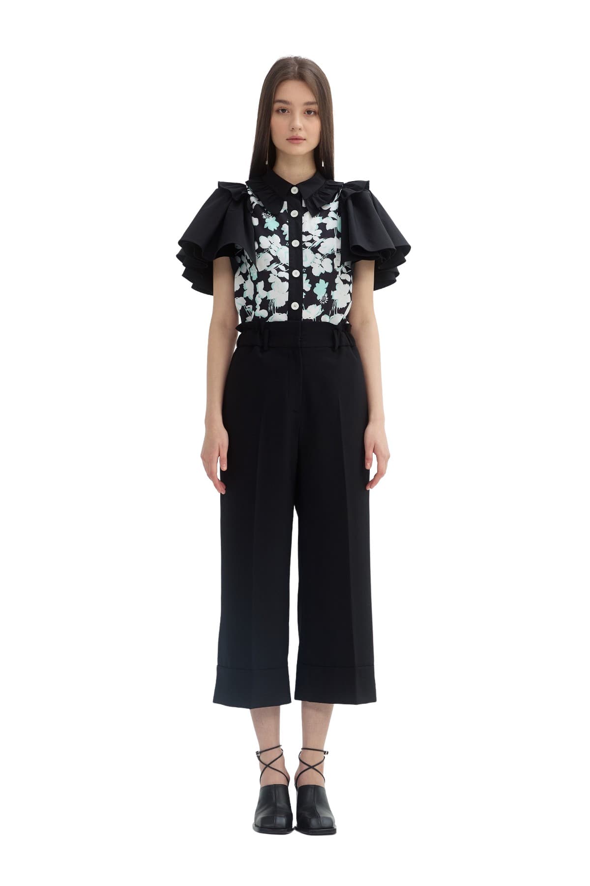 Split Button Slacks Pants (BK) — vue 1
