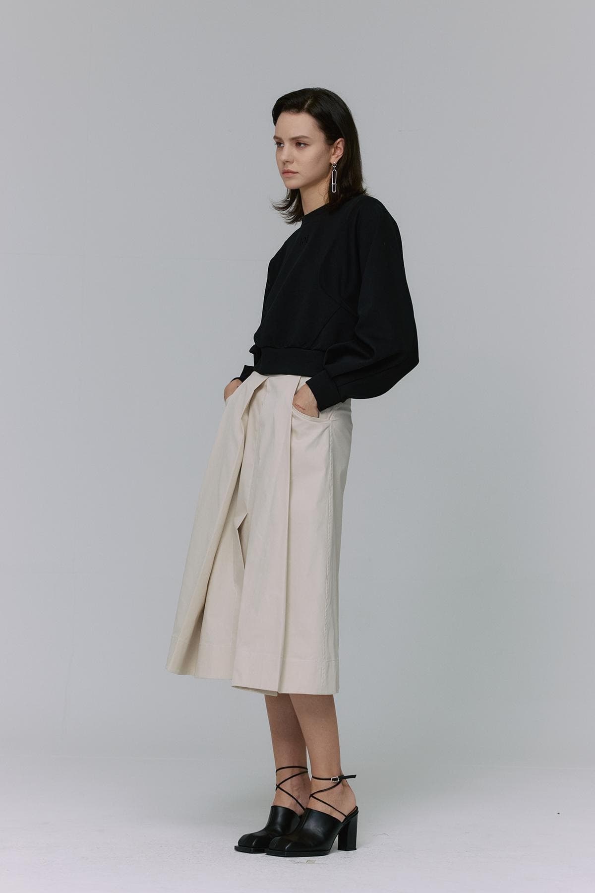 Pintuck Slit Midi Skirt (BG) — vue 6