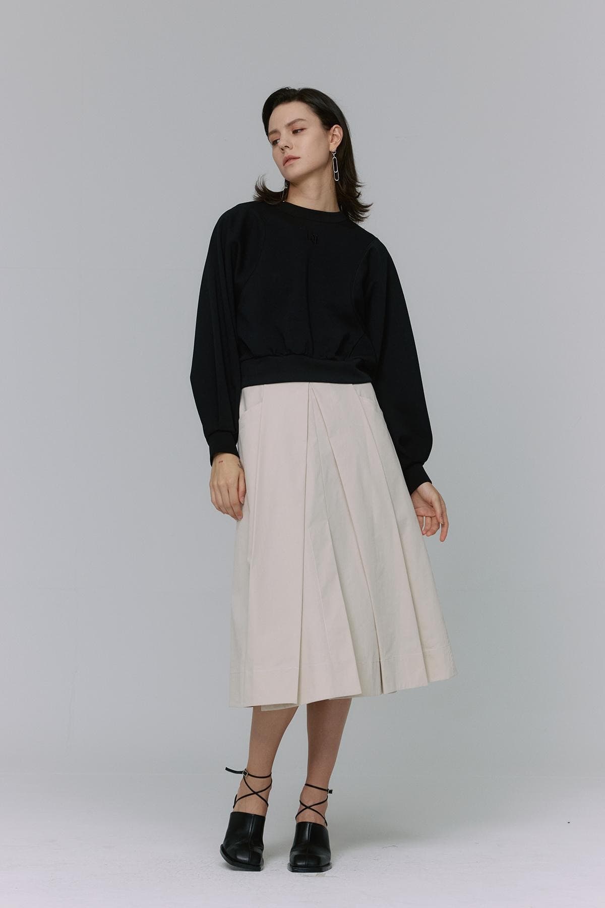 Pintuck Slit Midi Skirt (BG) — vue 7