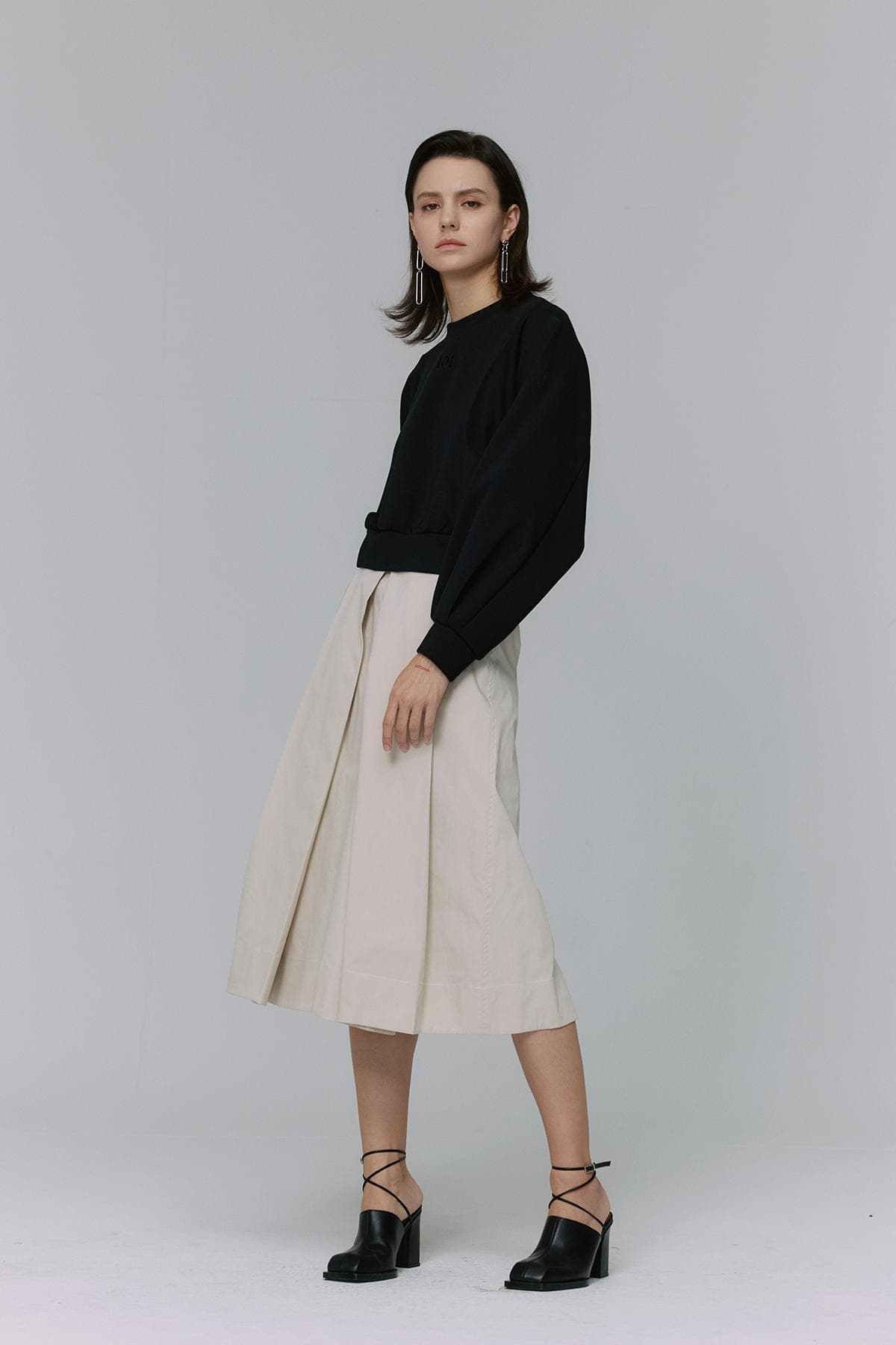 Pintuck Slit Midi Skirt (BG) — vue 8