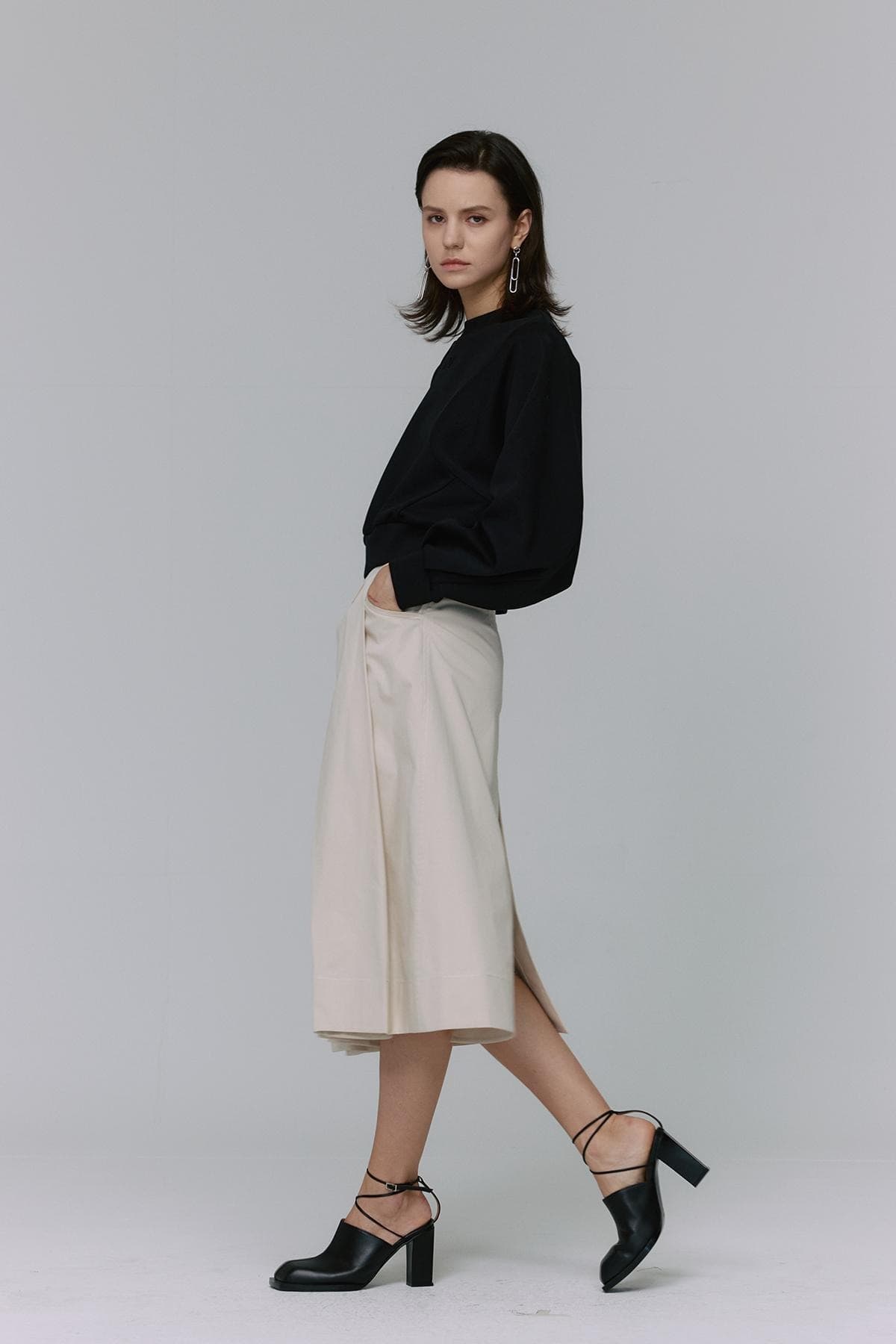 Pintuck Slit Midi Skirt (BG) — vue 9