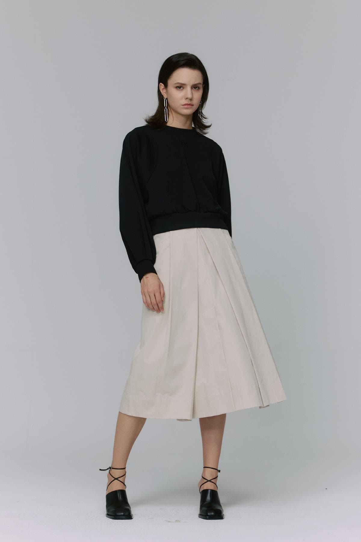 Pintuck Slit Midi Skirt (BG) — vue 10