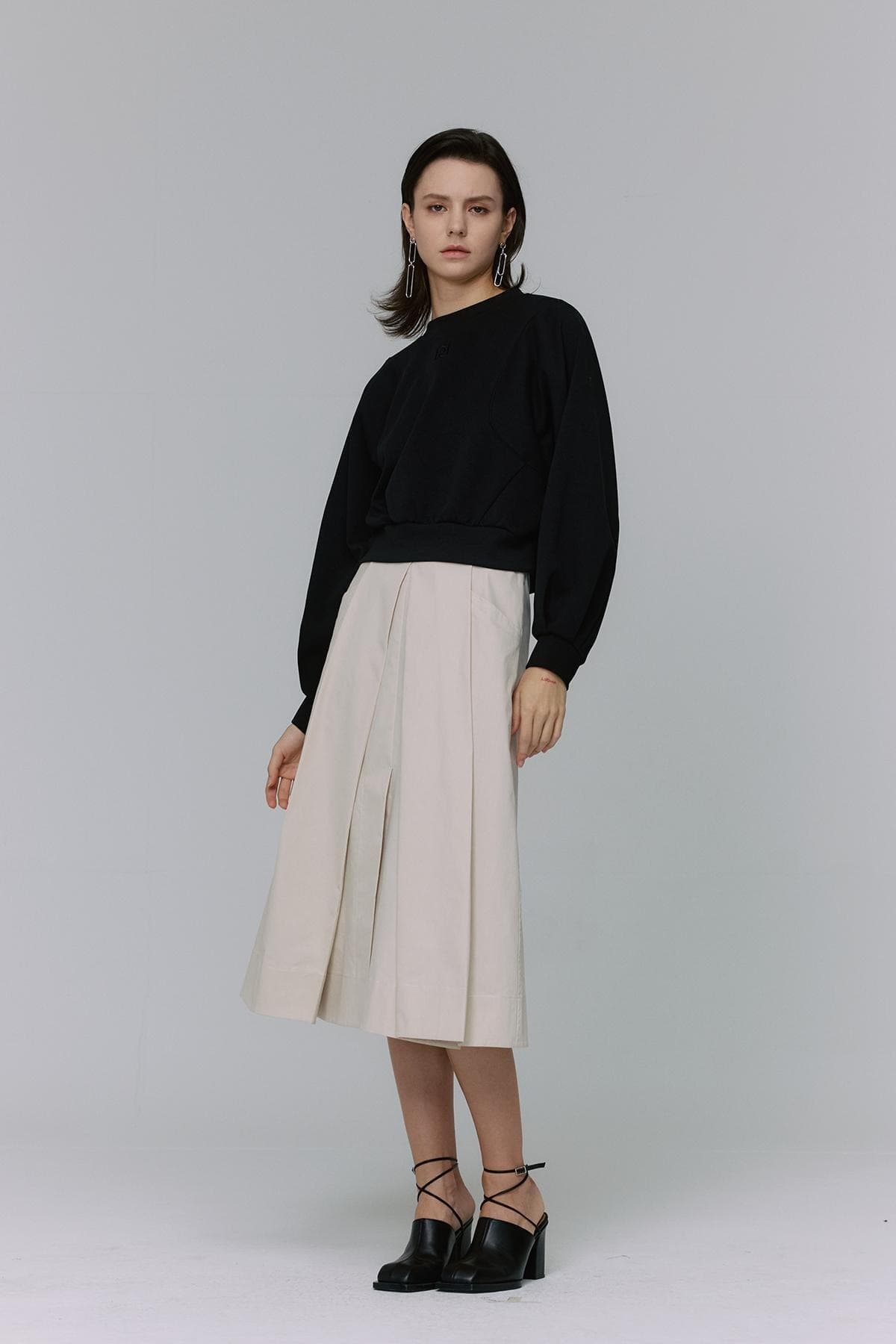 Pintuck Slit Midi Skirt (BG) — vue 11