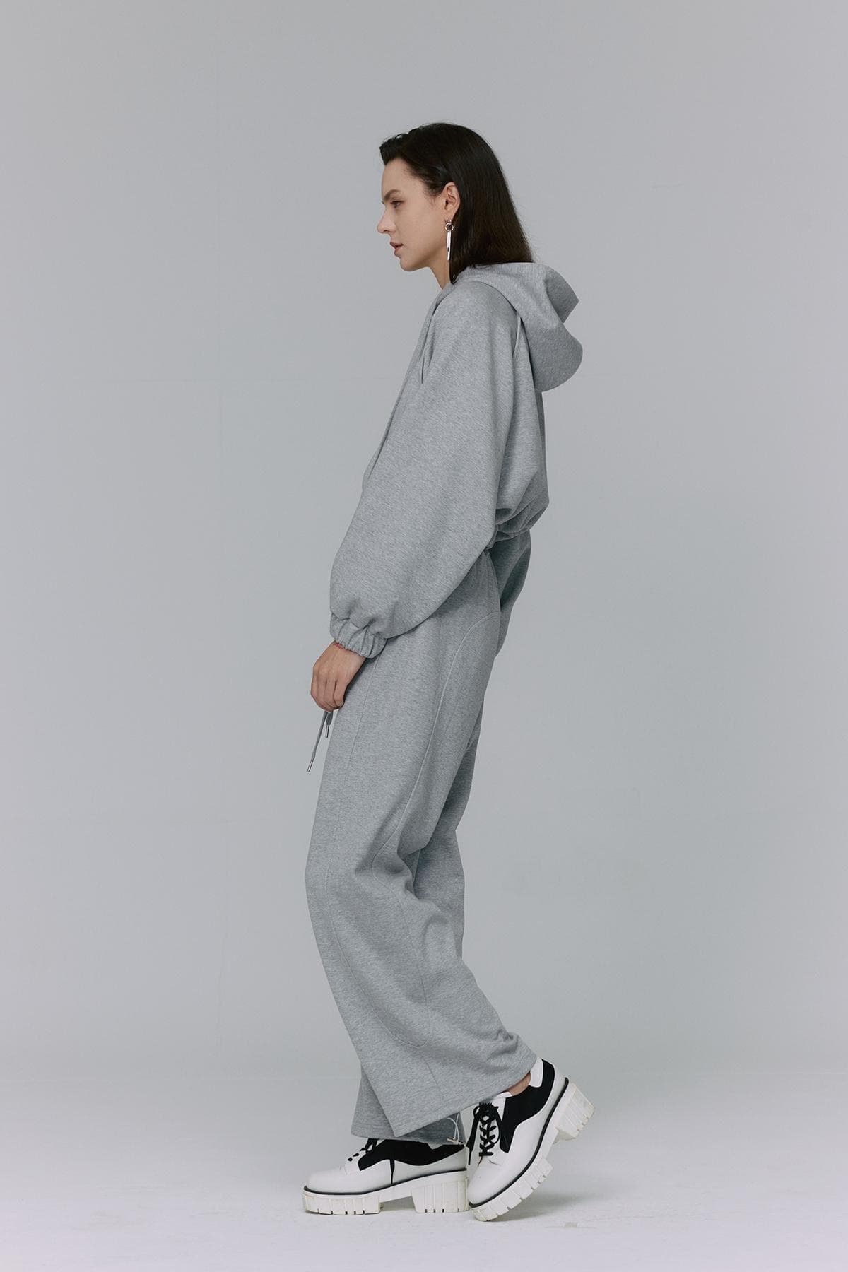 Embroidery Raglan Hoodie Zip-up (GRAY) — vue 7