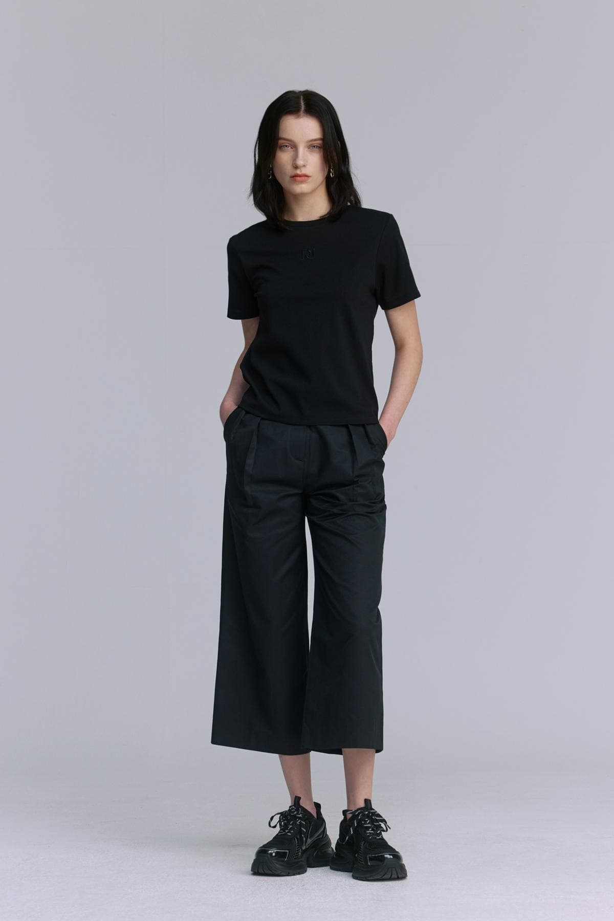 Embroidery Combi Line T-shirt (BLACK) — vue 6
