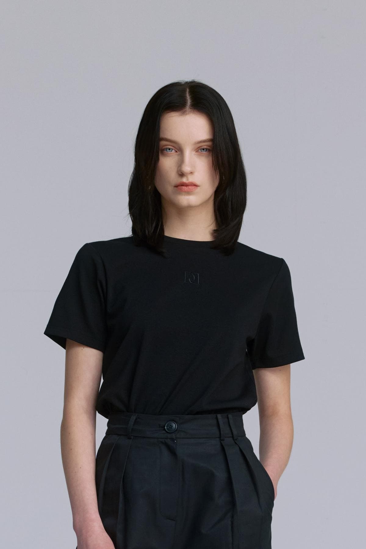 Embroidery Combi Line T-shirt (BLACK) — vue 8