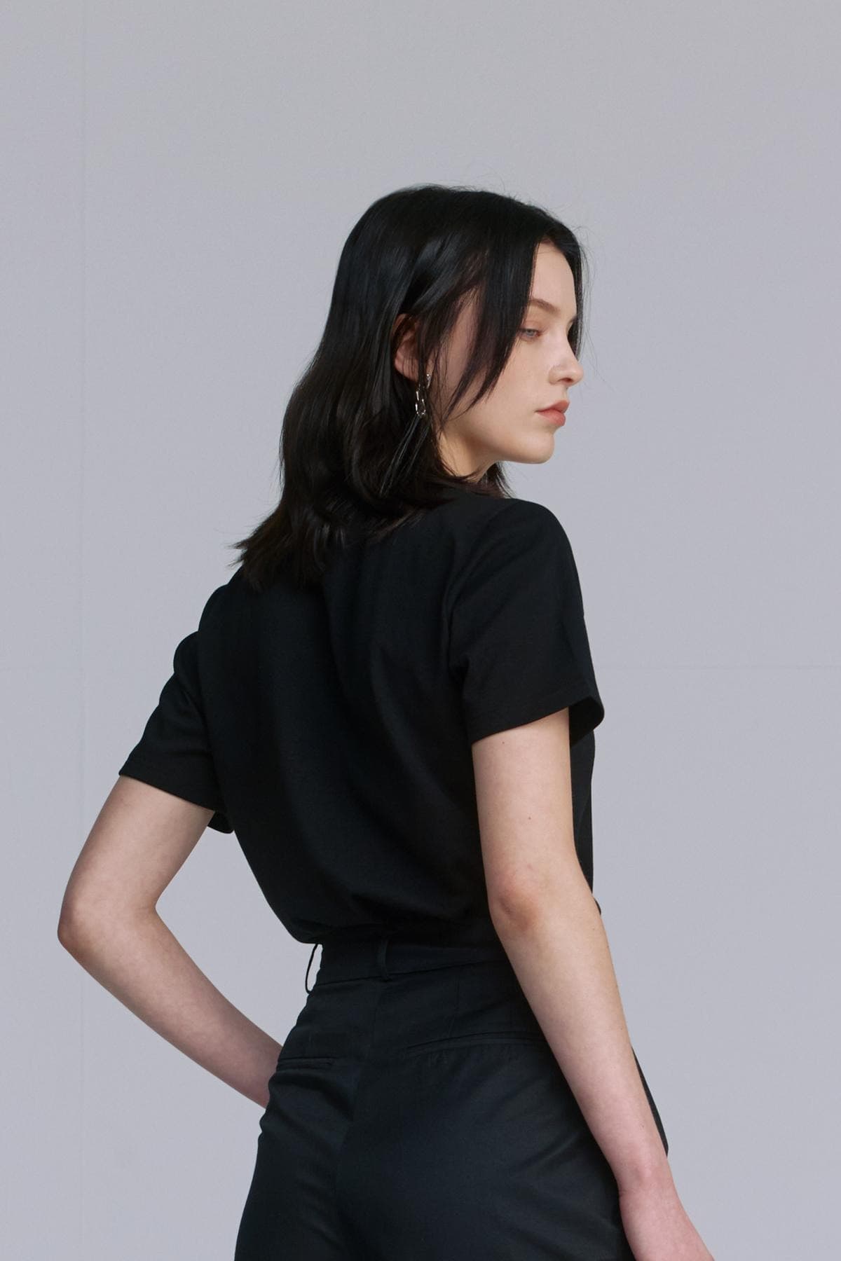 Embroidery Combi Line T-shirt (BLACK) — vue 9
