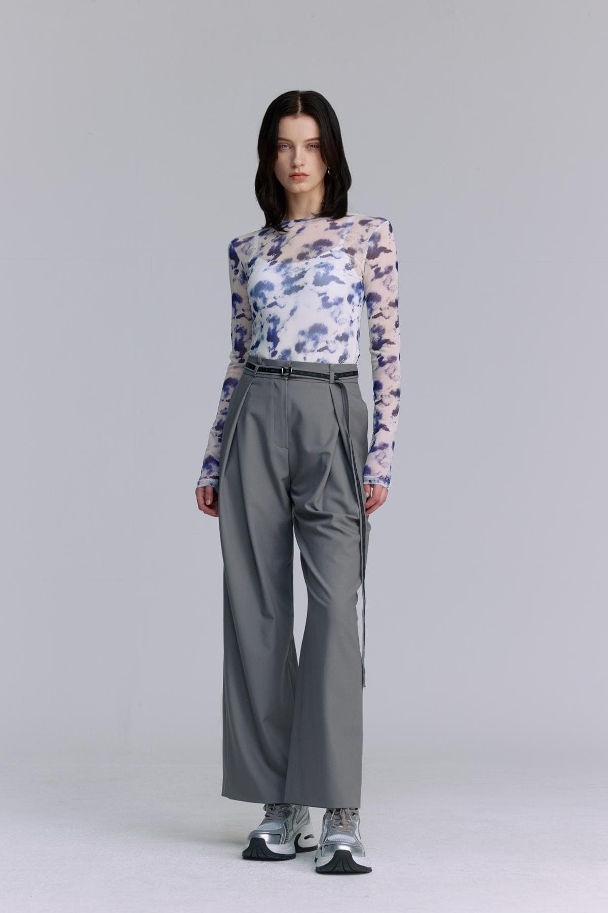 Mesh Print Round T-shirt (BLUE) — vue 6