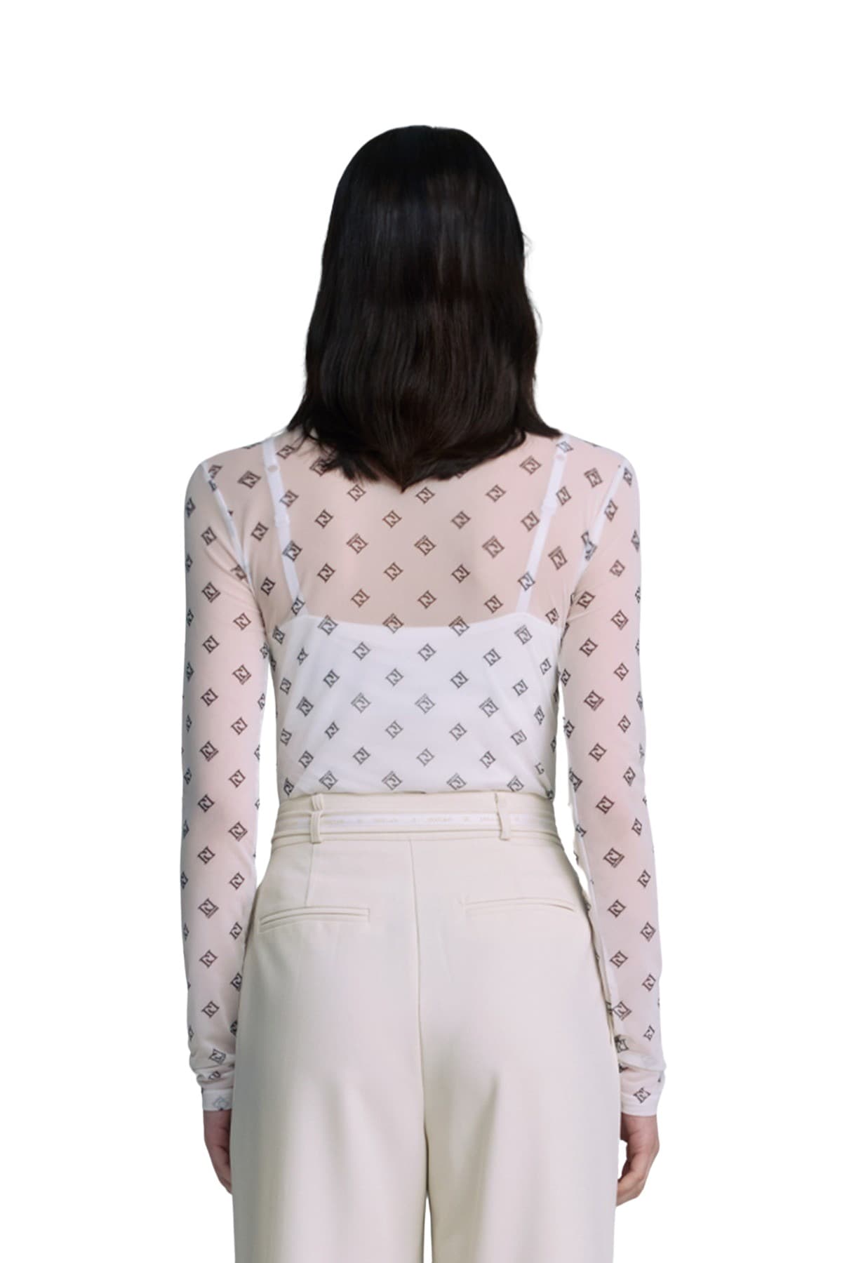 Mesh Print Round T-shirt (WHITE) — vue 4