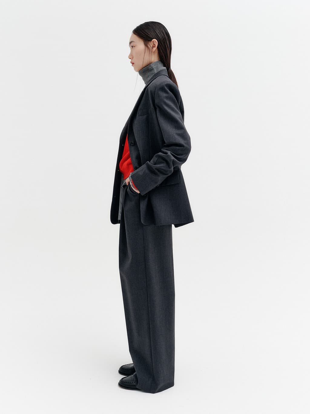 Single Breasted Jacket - Charcoal — vue 5