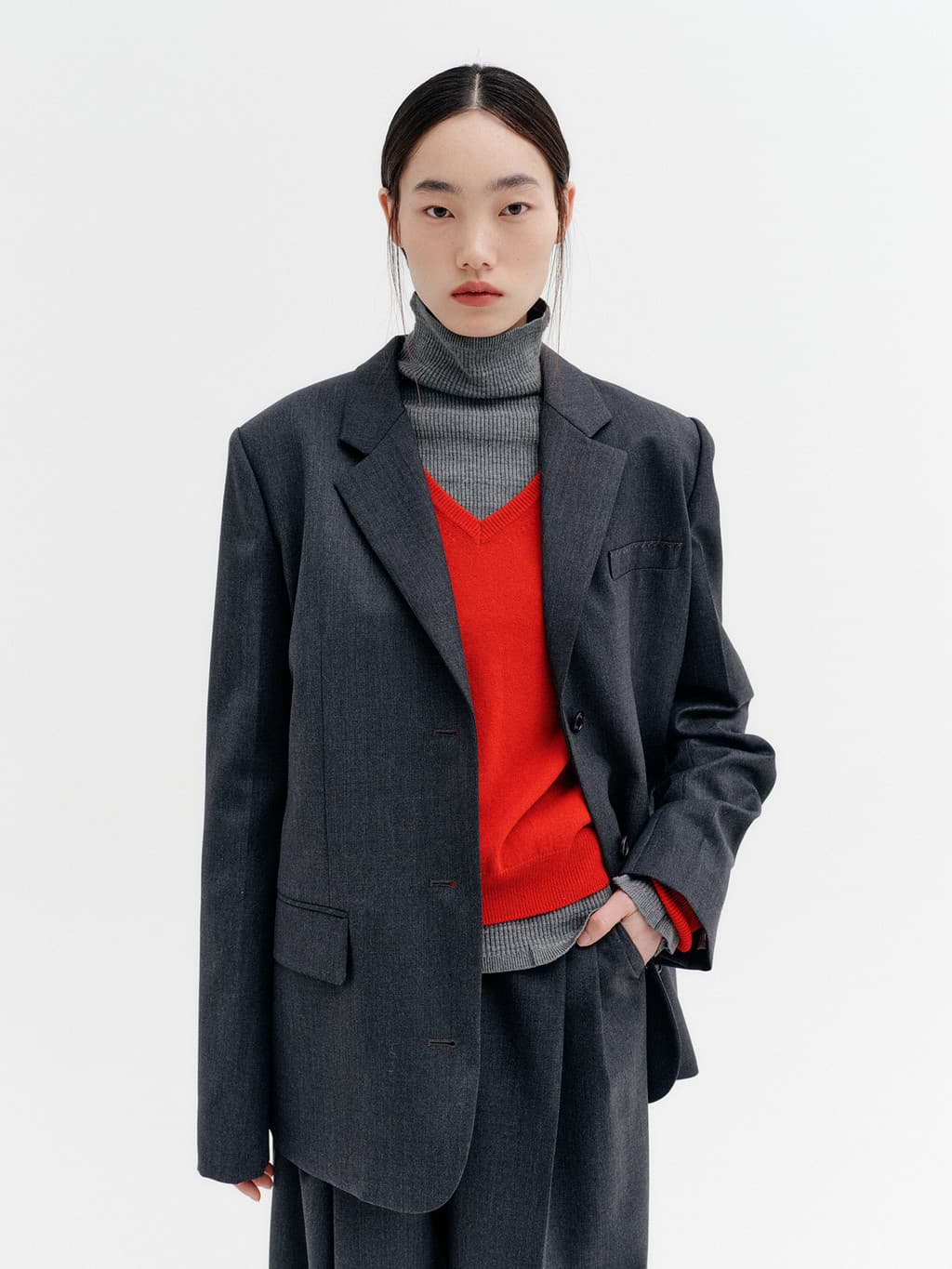 Single Breasted Jacket - Charcoal — vue 1