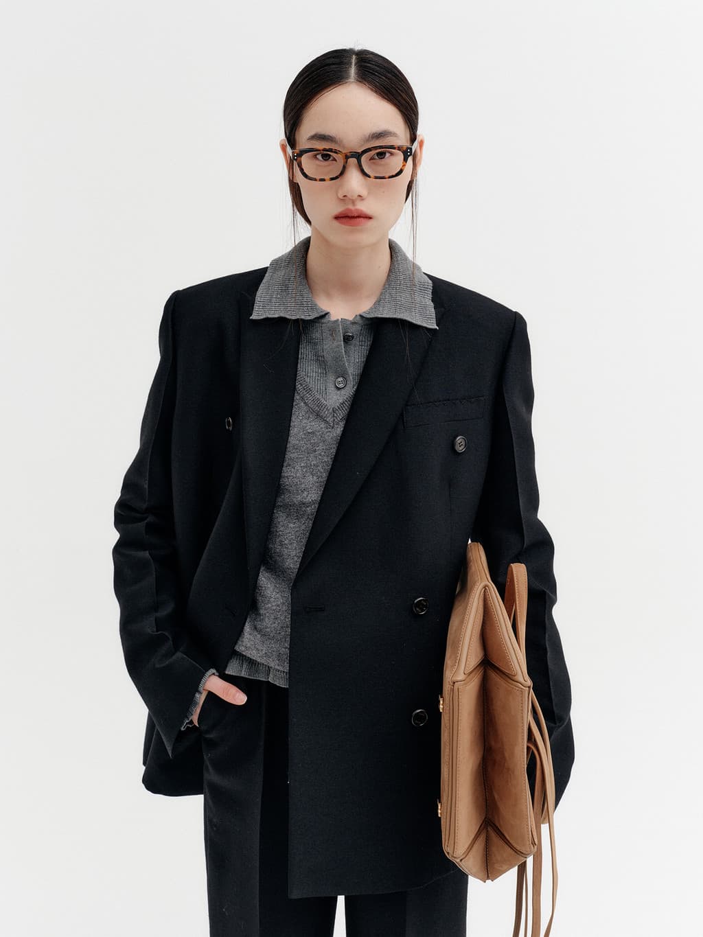 Double Breasted Jacket - Black — vue 1