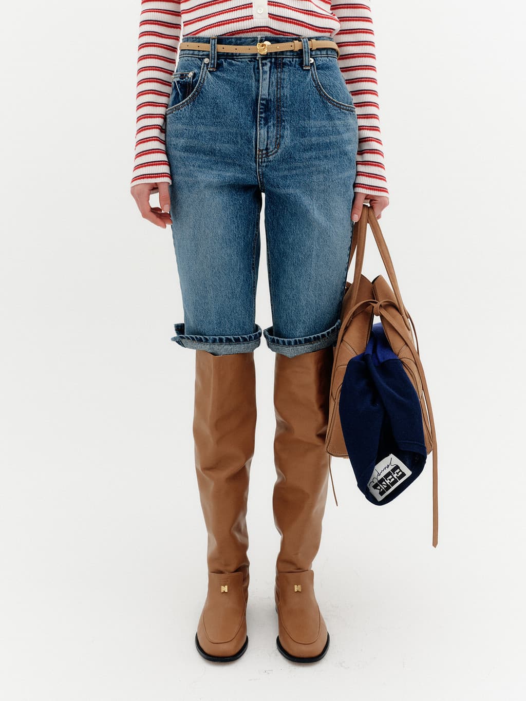 Slit Detail Bermuda Shorts - Blue — vue 7