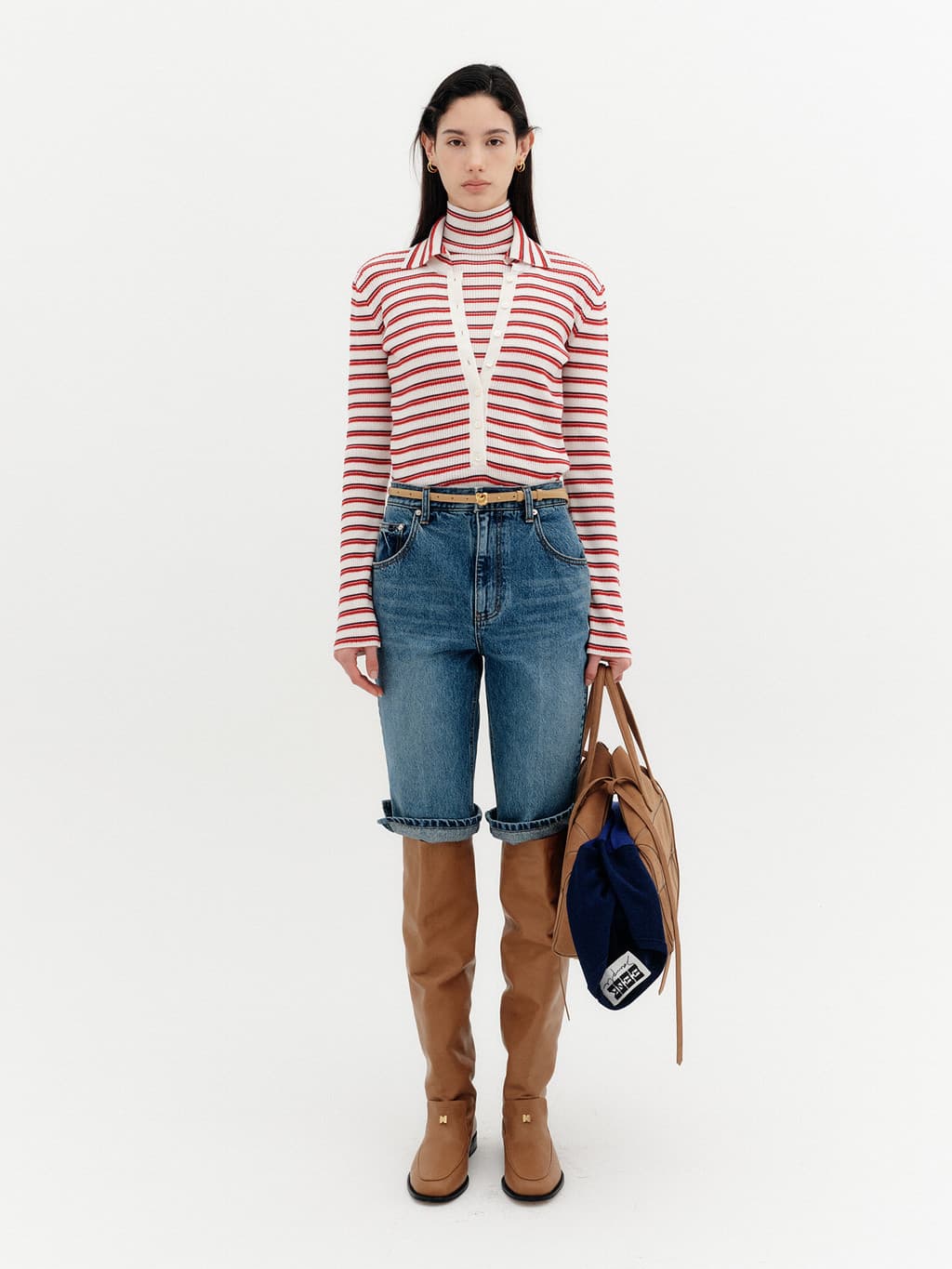 Slit Detail Bermuda Shorts - Blue — vue 1