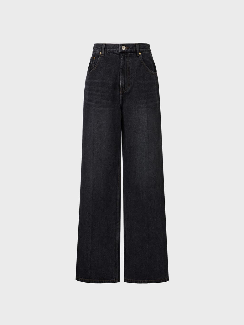 Flare-Fit Slit Denim Pants - Grey — vue 3
