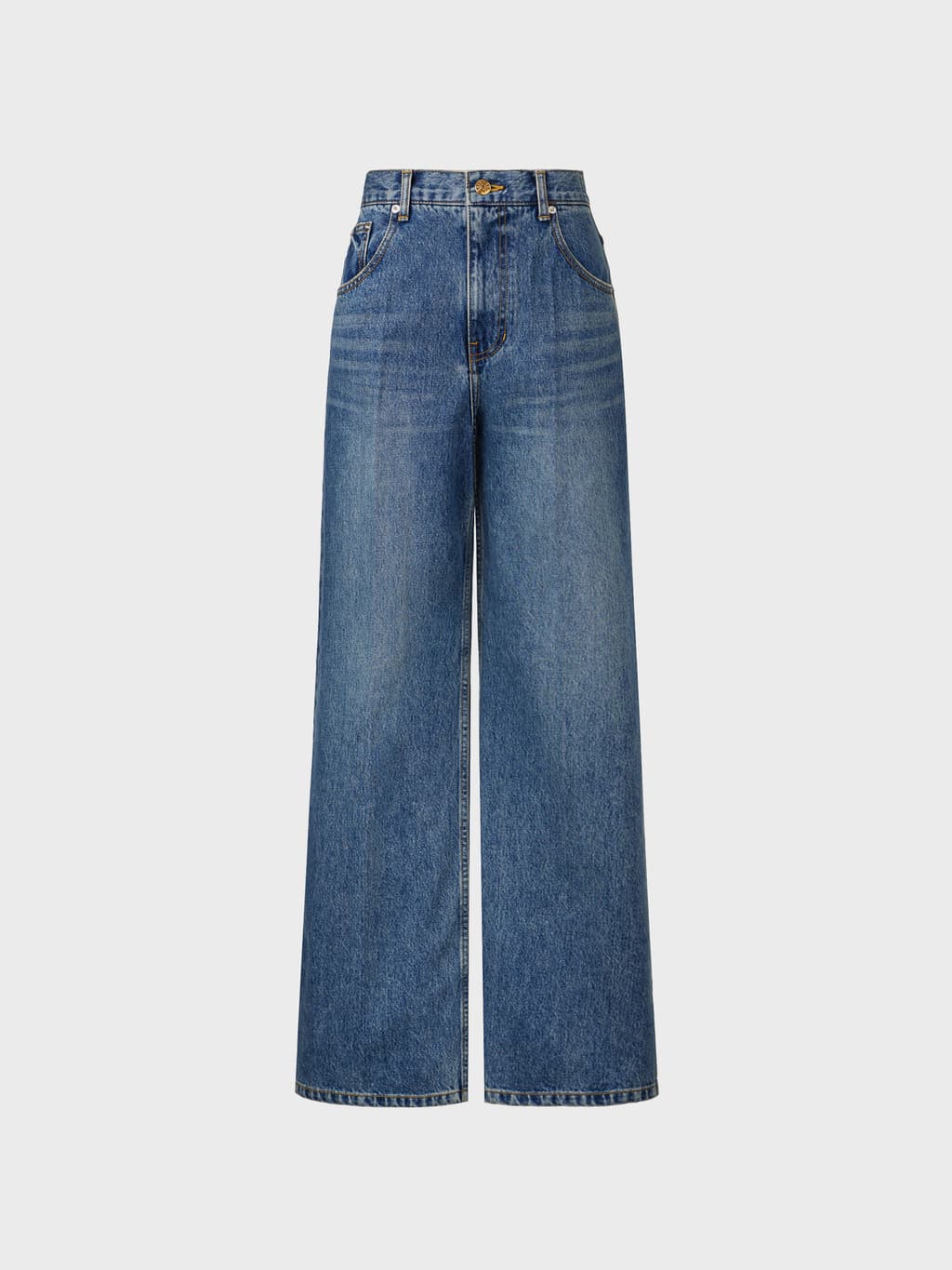 Flare-Fit Slit Denim Pants - Blue — vue 3