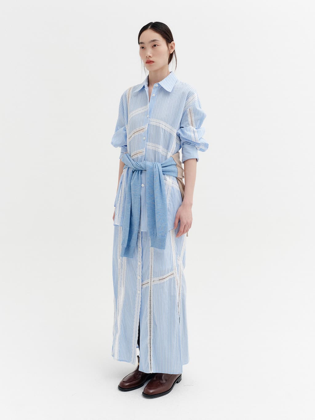 Lace Detail Panel Skirt - Sky Blue — vue 4
