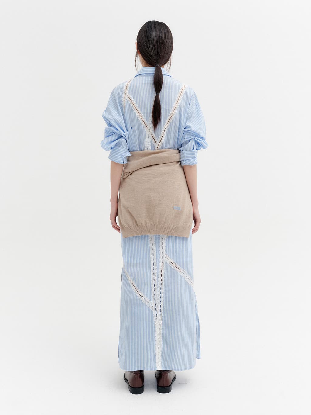 Lace Detail Panel Skirt - Sky Blue — vue 6