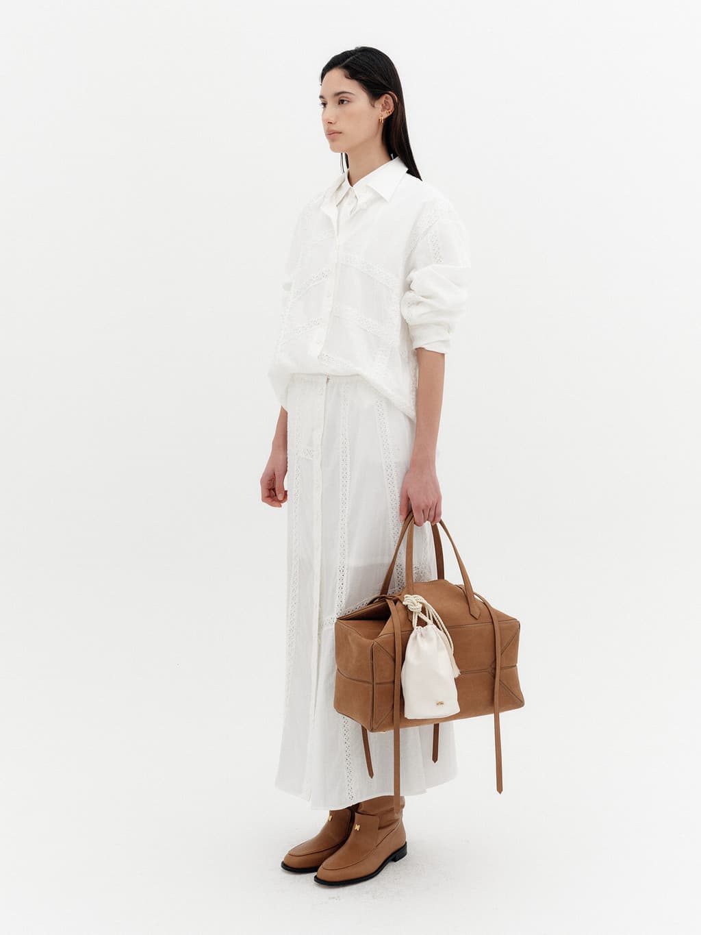 Lace Detail Panel Skirt - White — vue 4