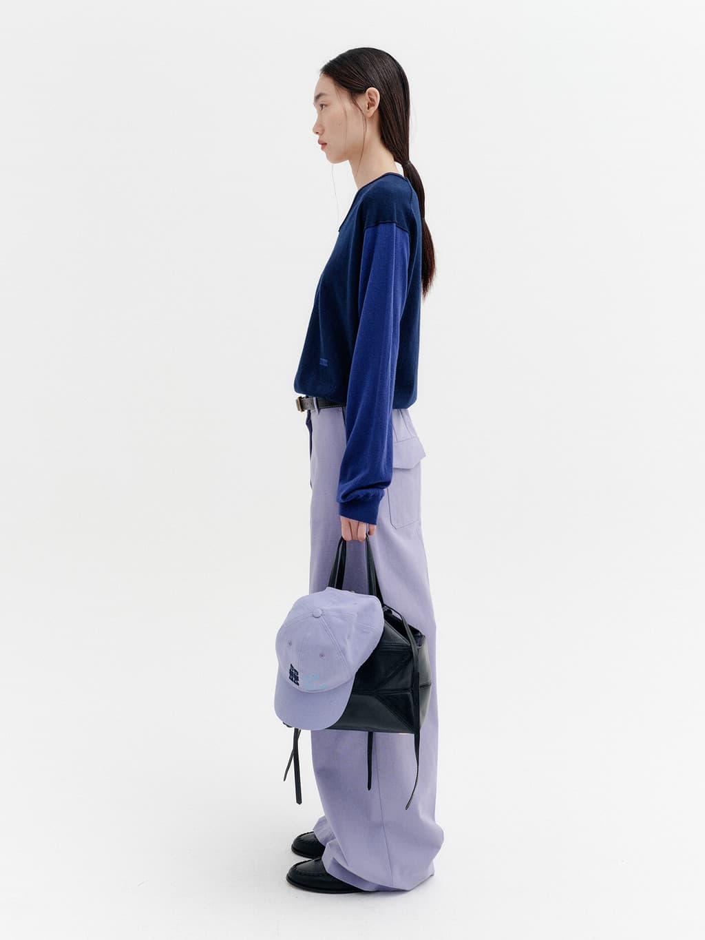 Embroidered Detail Pocket Pants - Purple — vue 4