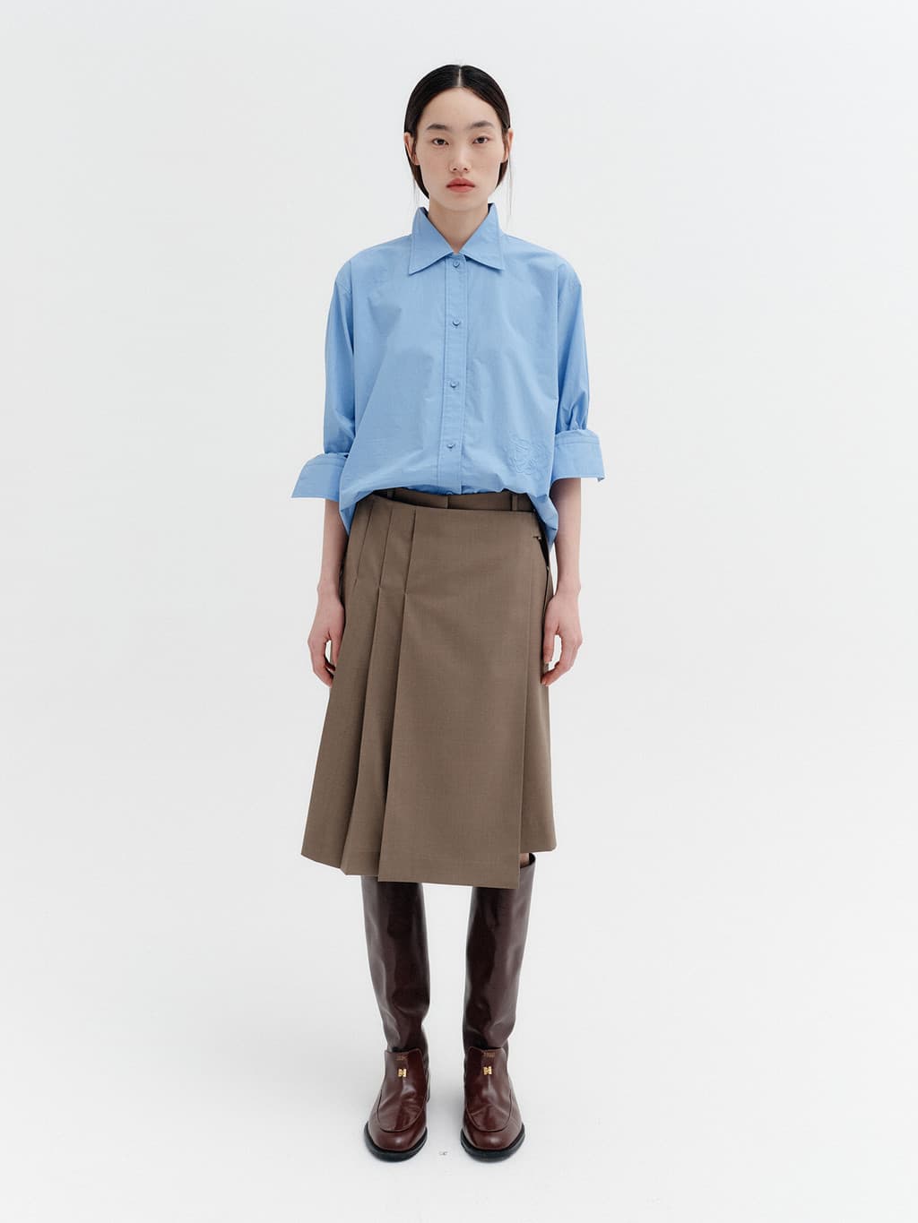 Front Pleated Convertible Shorts - Khaki — vue 2