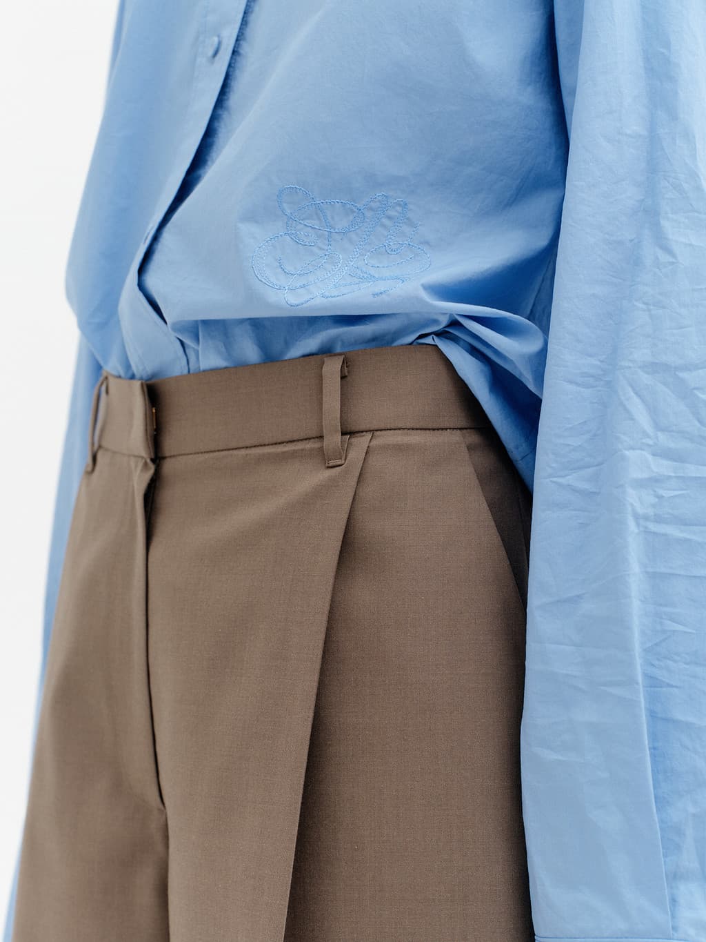 Front Pleated Convertible Shorts - Khaki — vue 11