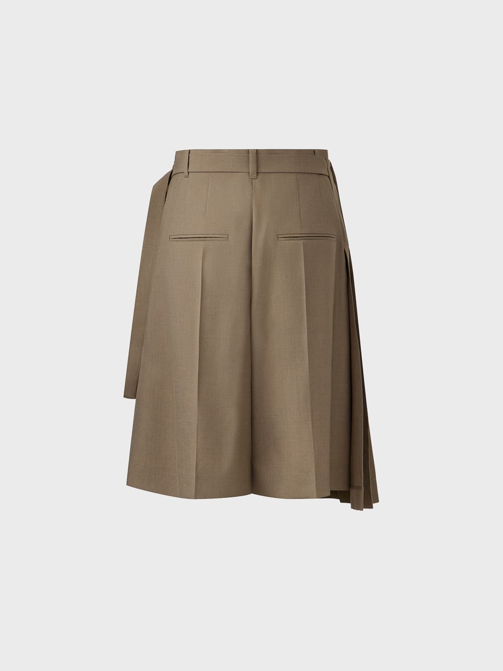 Front Pleated Convertible Shorts - Khaki — vue 12