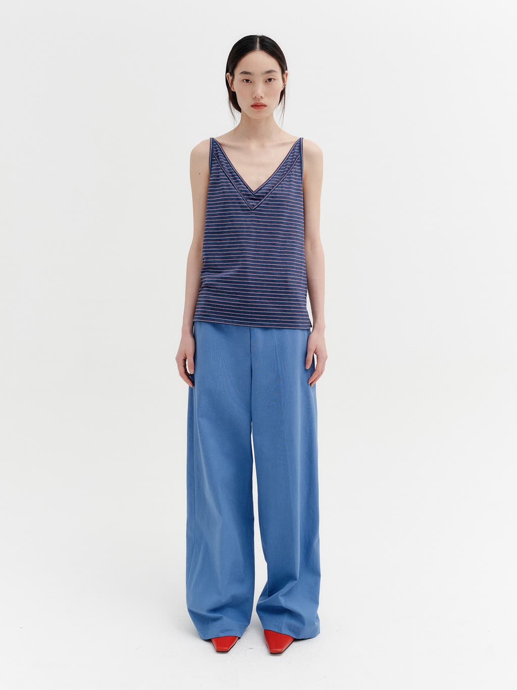 Double V-Neck Panel Sleeveless - Navy — vue 3
