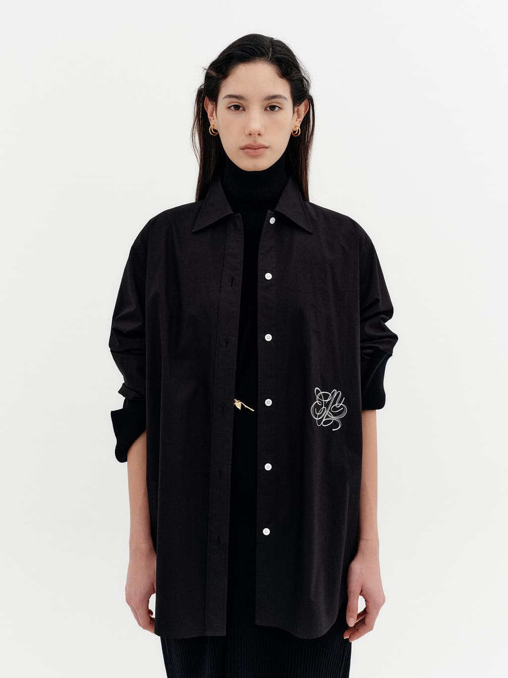 Classic Logo Embroidered Shirt - Black — vue 1