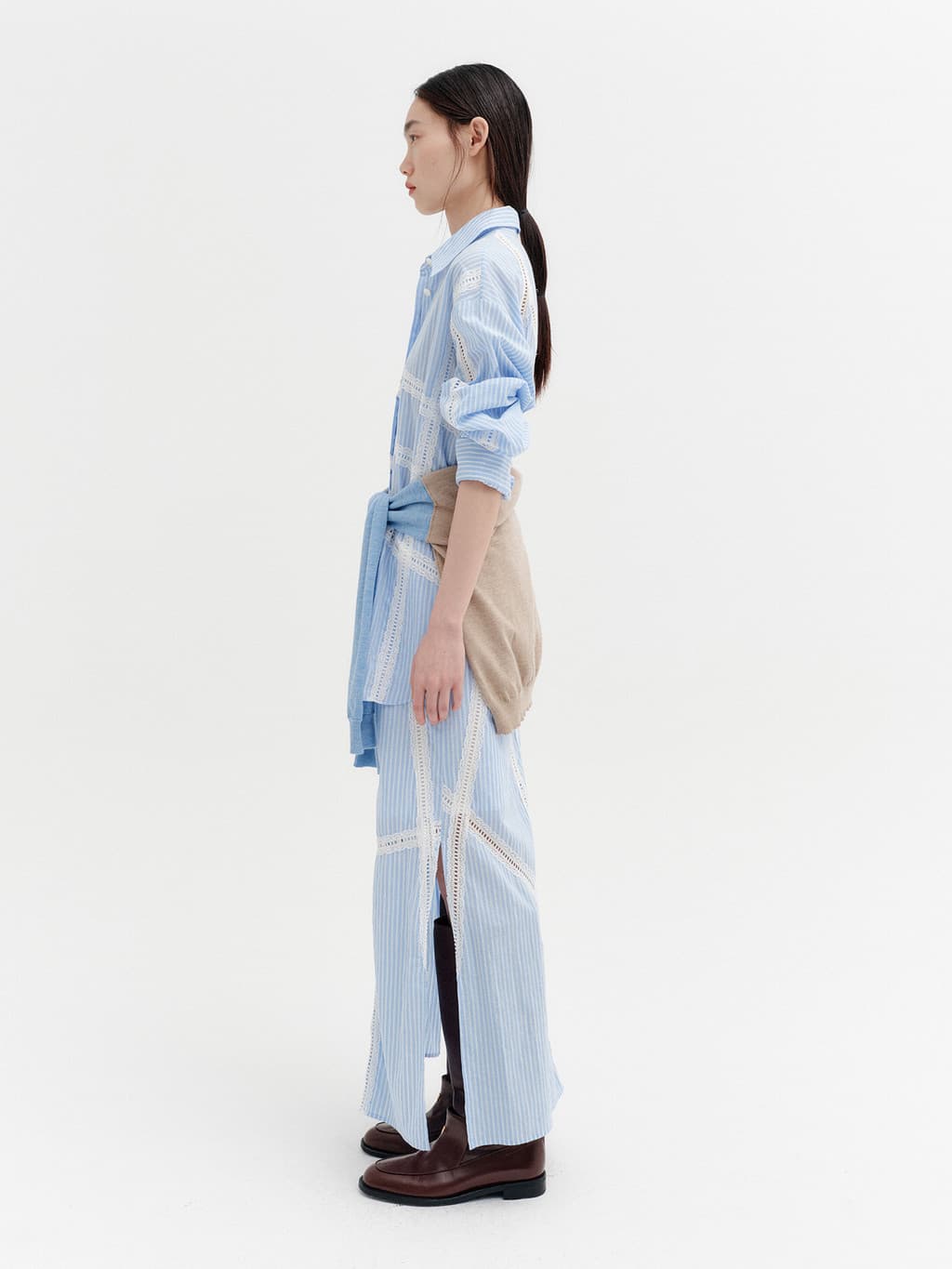 Lace Detail Panel Shirt - Sky Blue — vue 6