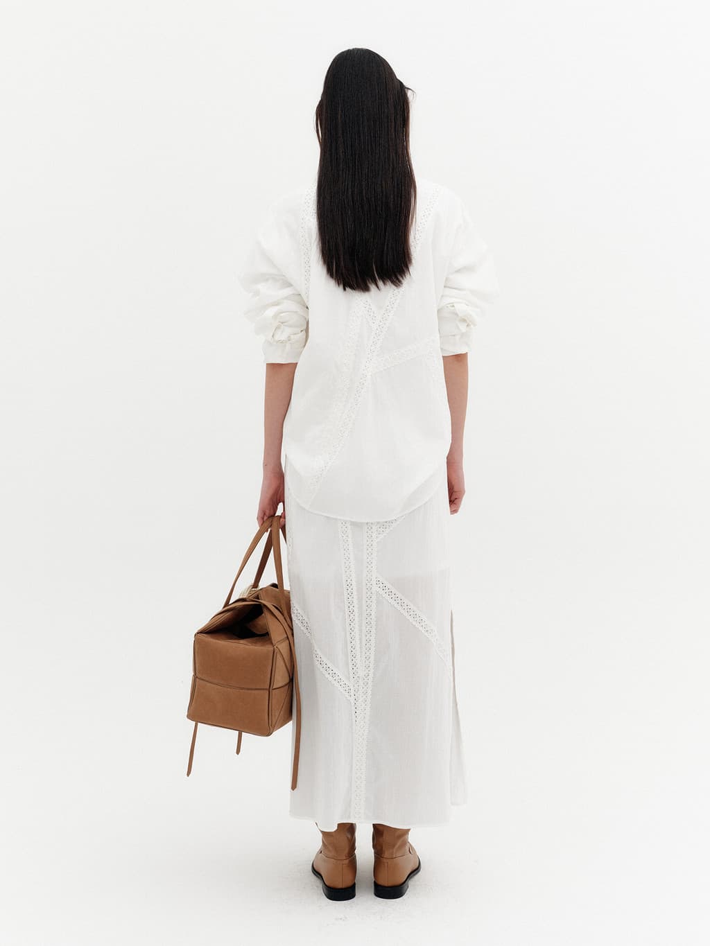 Lace Detail Panel Shirt - White — vue 7