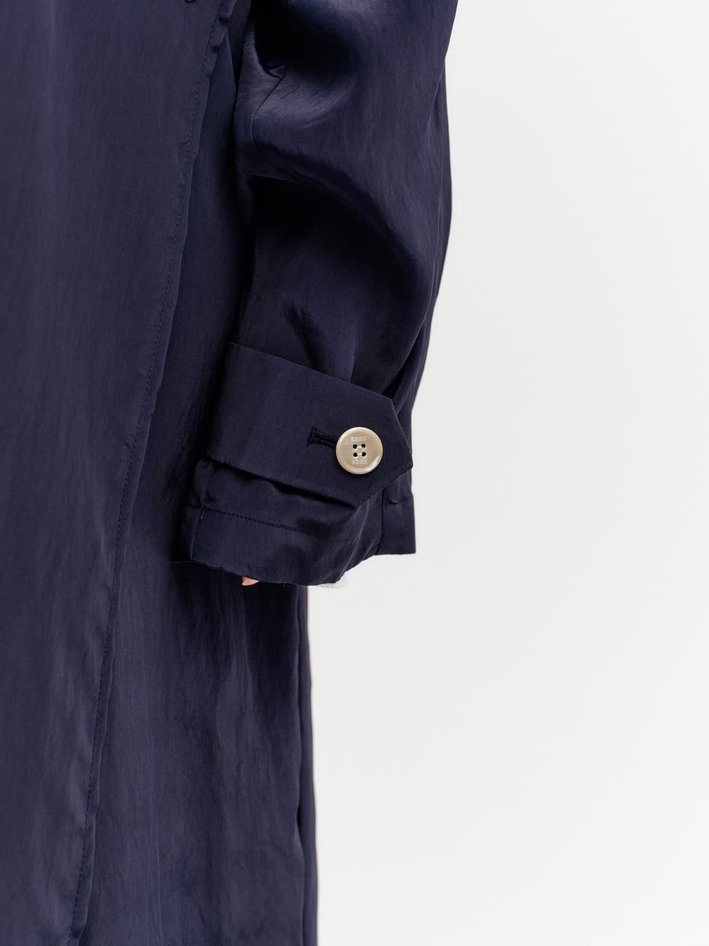 Layered Collar Trench Coat - Navy — vue 12