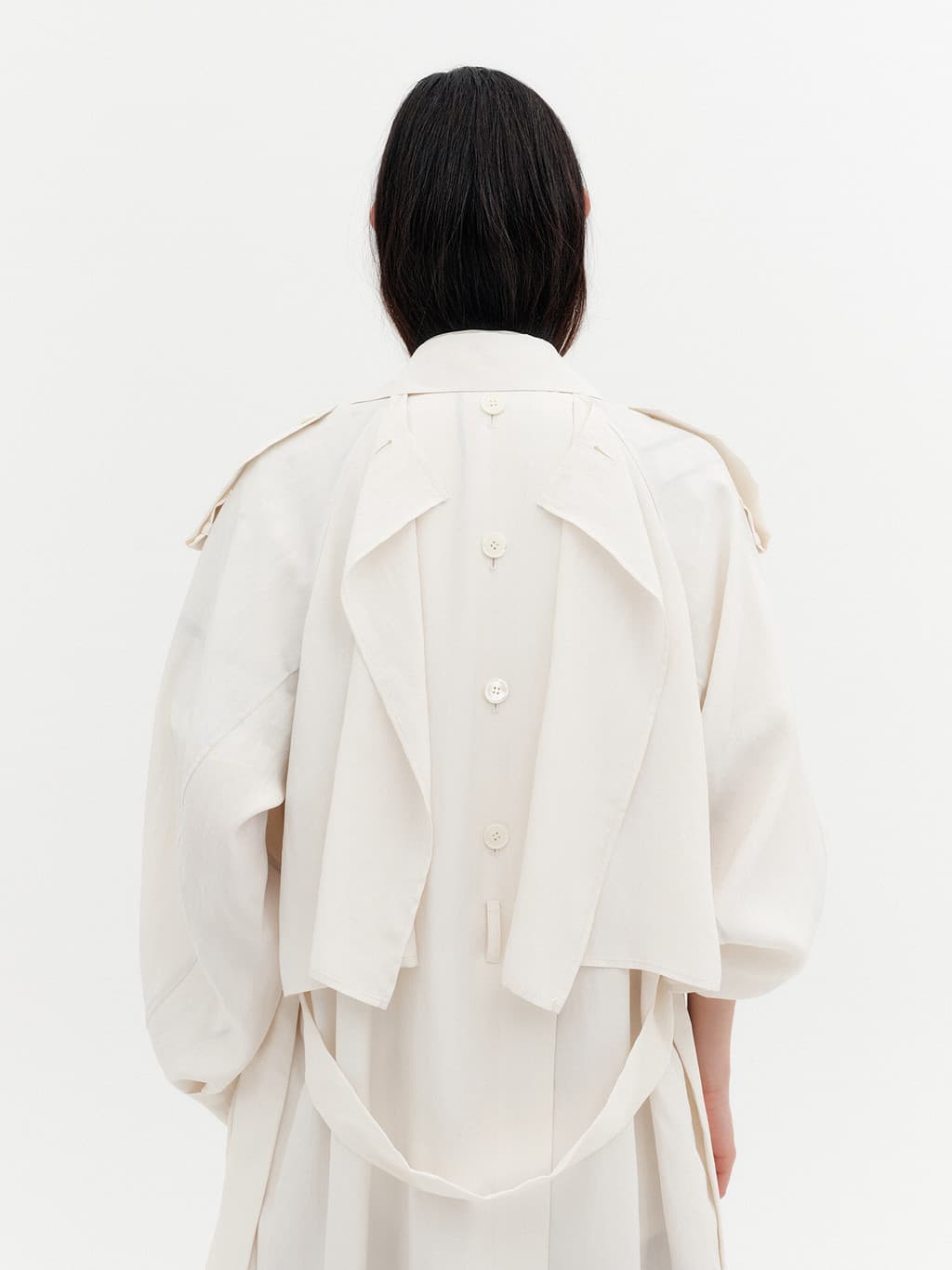 Layered Collar Trench Coat - Ivory — vue 8
