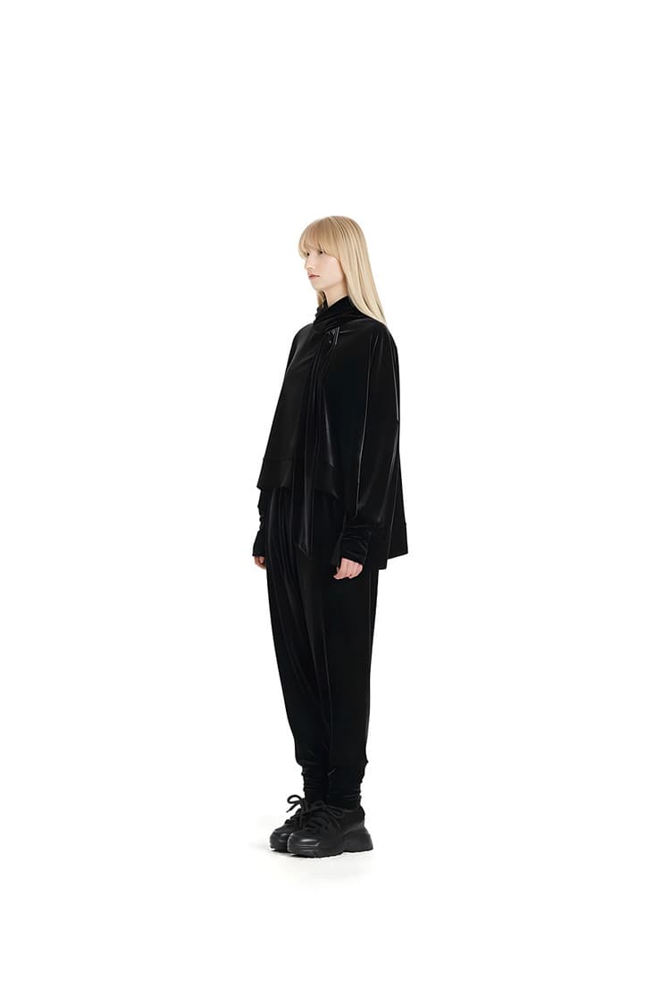 GDeL Velvet Asymmetric Jogger Pants (Black) — vue 5