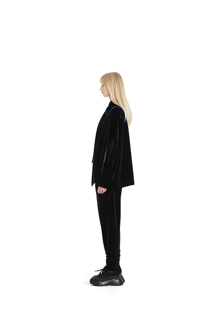 GDeL Velvet Asymmetric Jogger Pants (Black) — vue 6