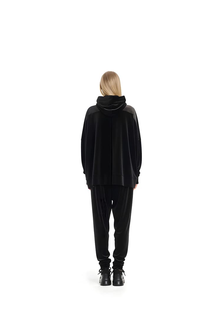 GDeL Velvet Asymmetric Jogger Pants (Black) — vue 7