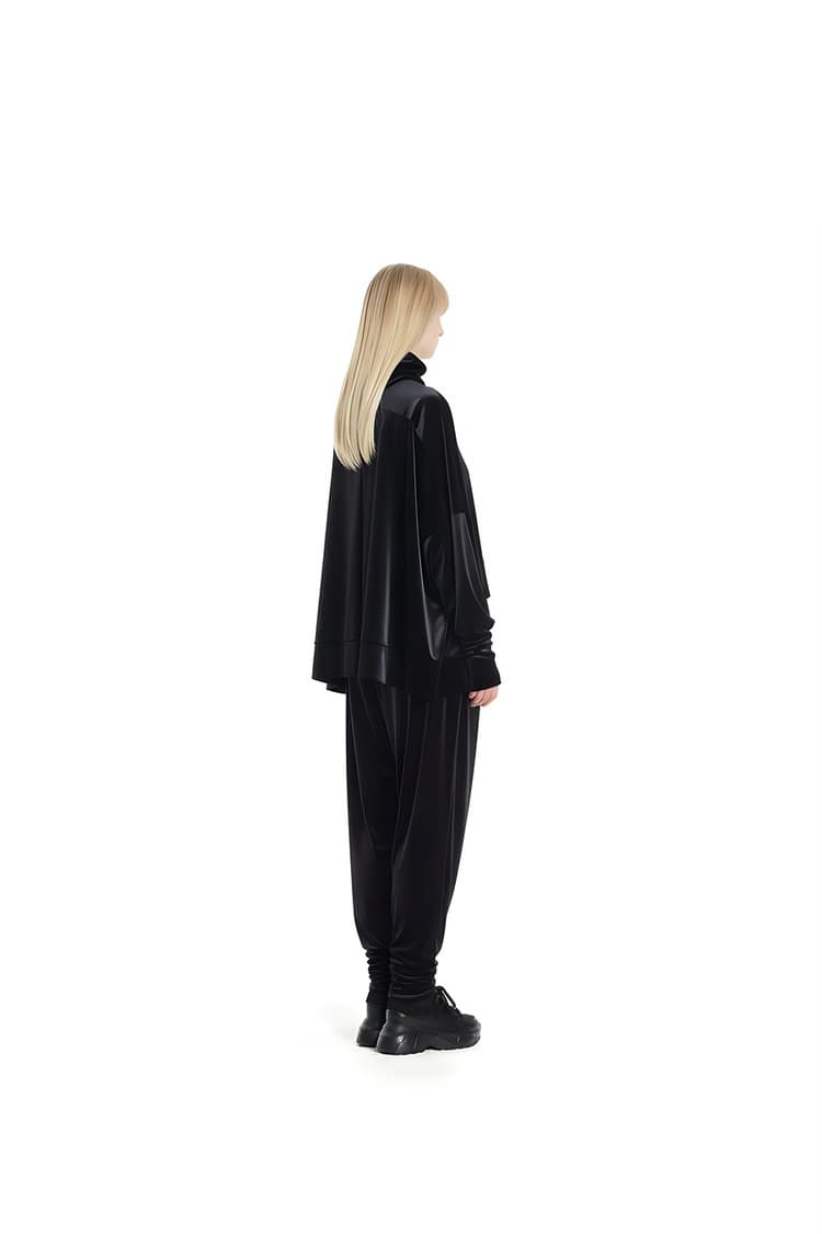 GDeL Velvet Asymmetric Jogger Pants (Black) — vue 8