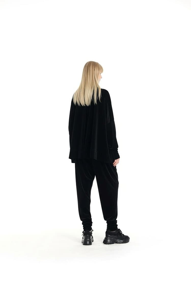 GDeL Velvet Asymmetric Jogger Pants (Black) — vue 10