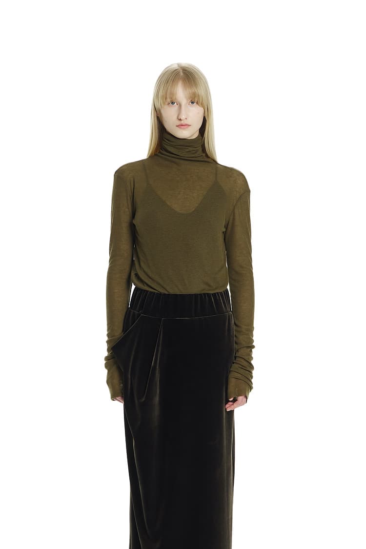 GDeL Slim Turtleneck Top (Khaki) — vue 2